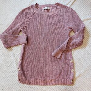 Ann Taylor LOFT Pink Button Side Trim Sweater Size Small